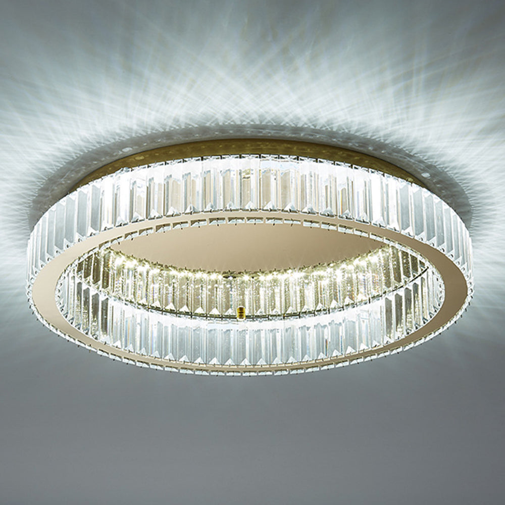 Lampada da soffitto rotonda con cristalli | Finitura oro lussuosa | Meowbutter