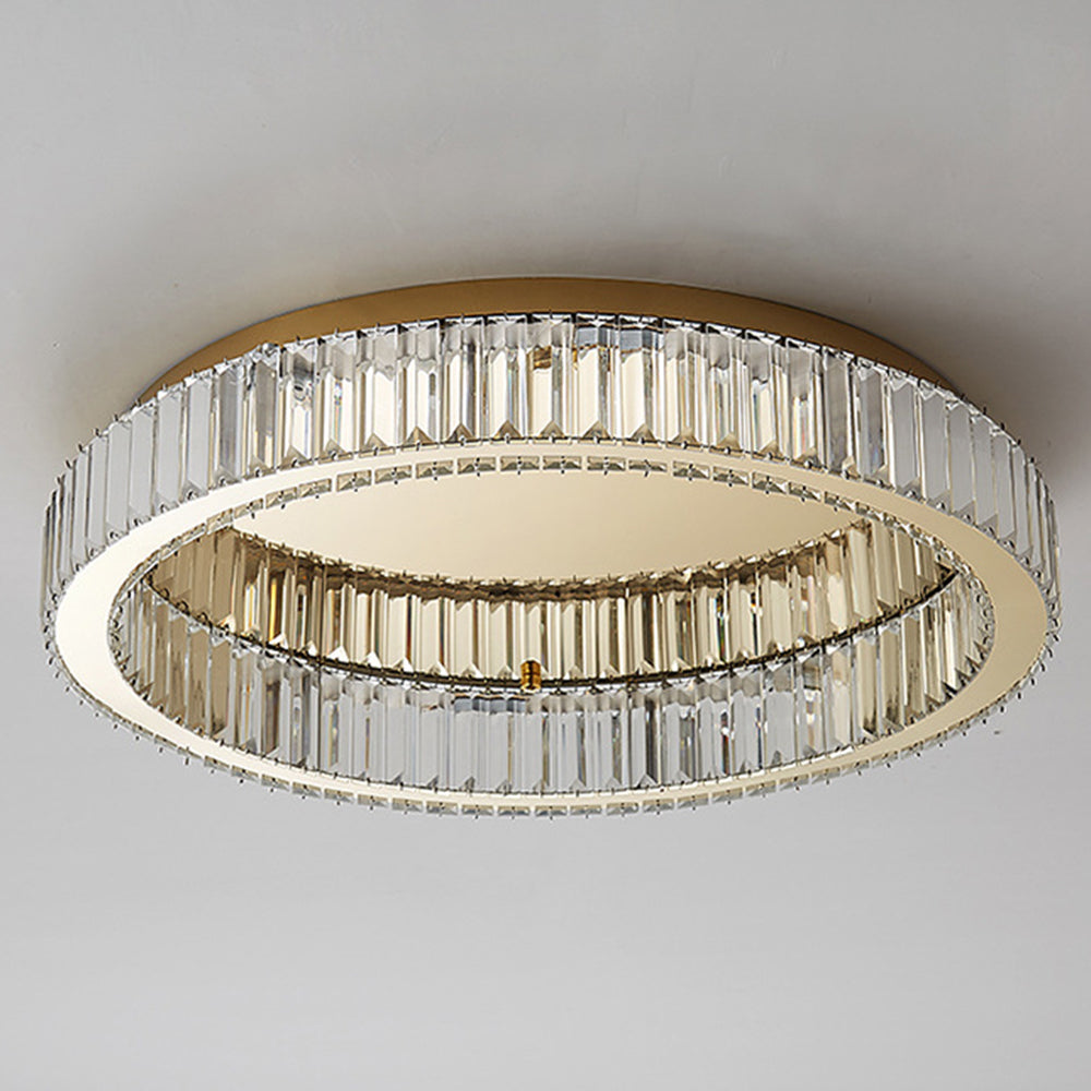 Lampada da soffitto rotonda con cristalli | Finitura oro lussuosa | Meowbutter