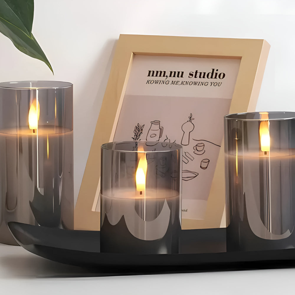 Modern 3D LED Candles For Safe Illumination, Set Of Two