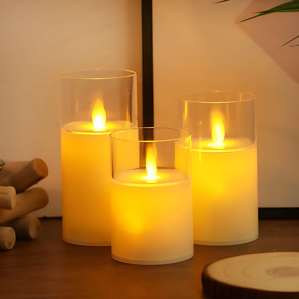 Modern 3D LED Candles For Safe Illumination, Set Of Two