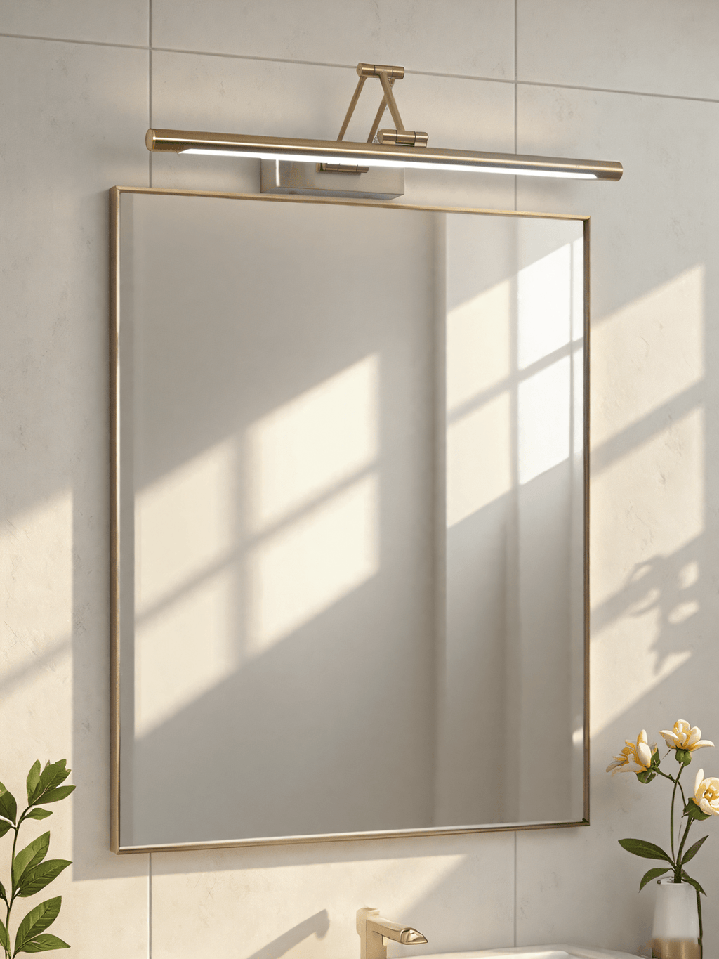 Brass Finish Contemporary LED Wall Light With Adjustable Feature