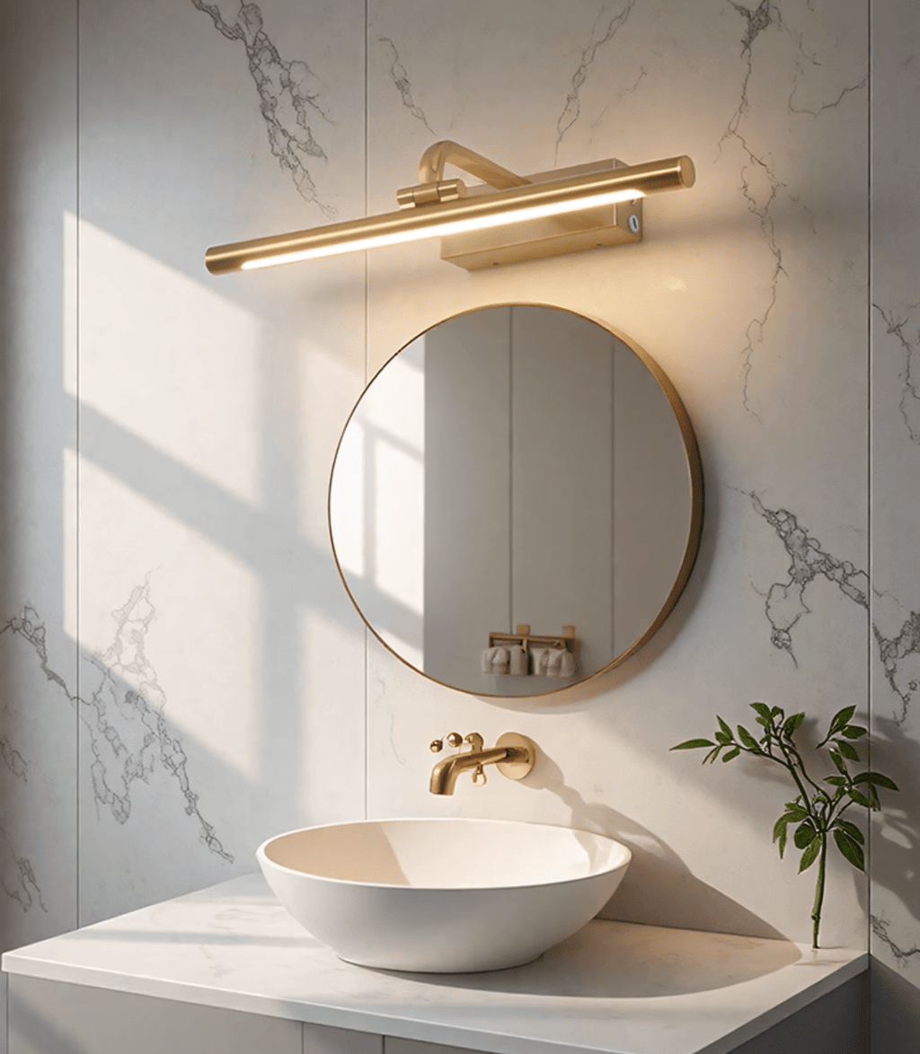 Brass Finish Contemporary LED Wall Light With Adjustable Feature