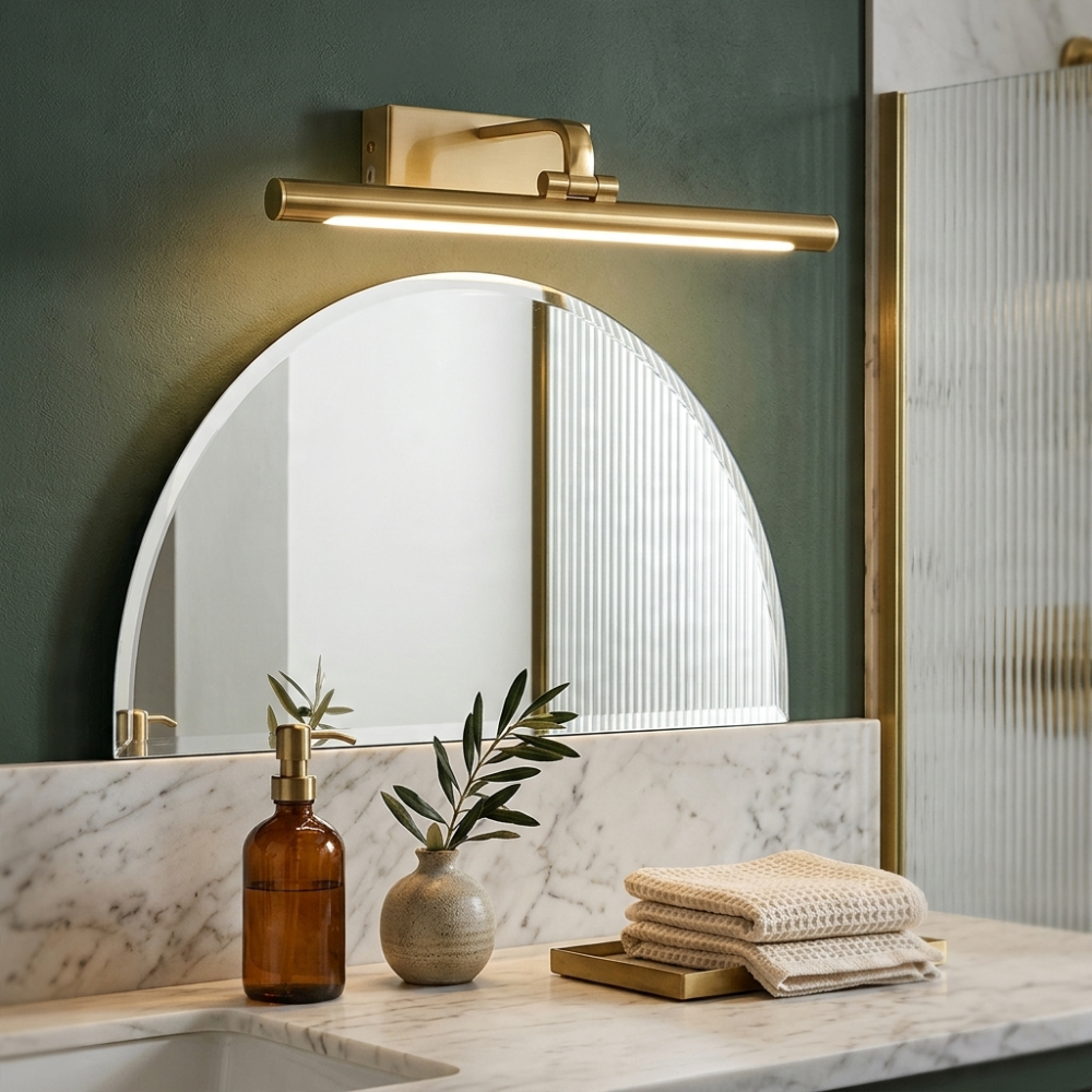 Brass Finish Contemporary LED Wall Light With Adjustable Feature