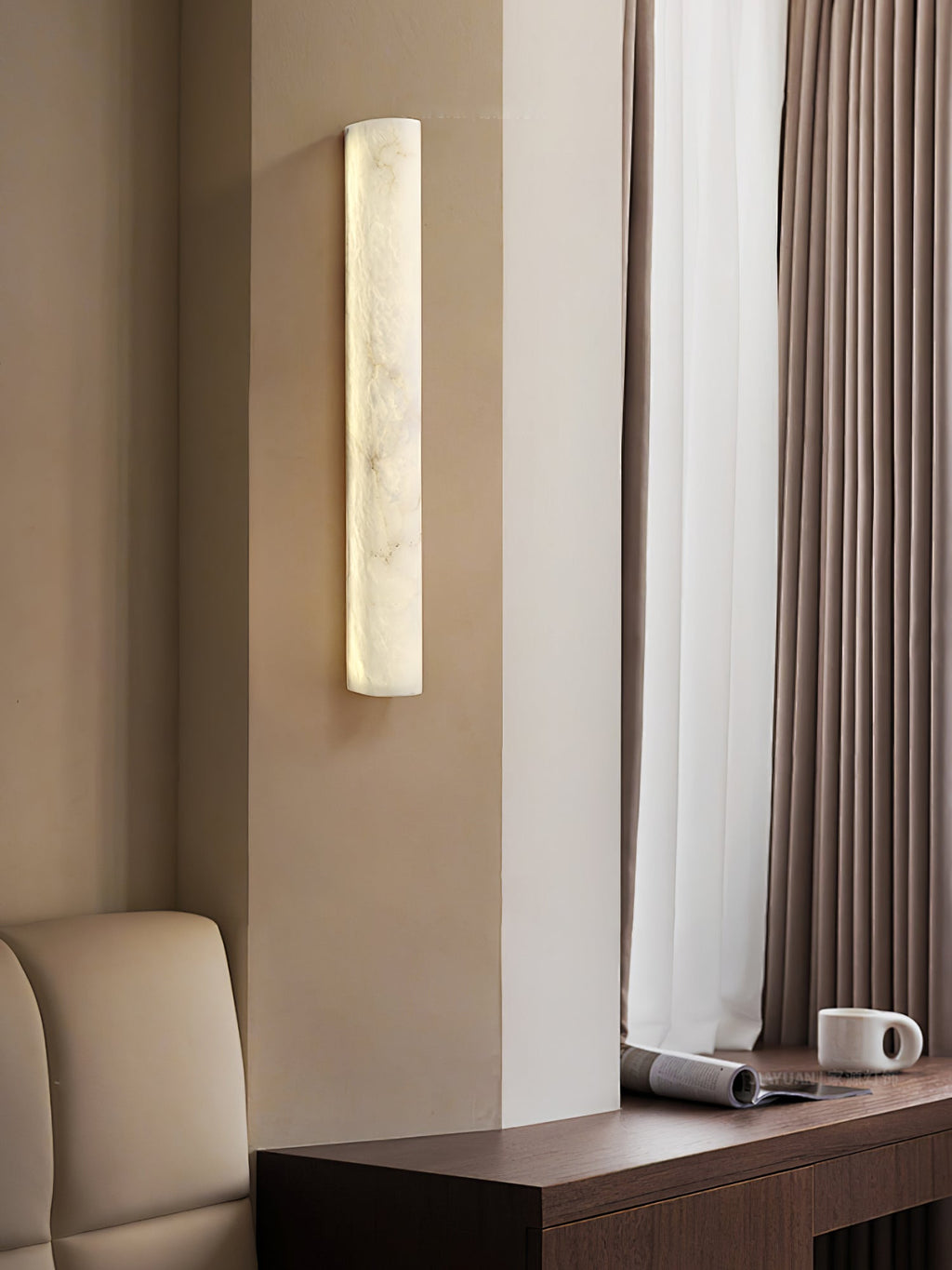Wall Sconce In Alabaster LED With White Finish For Indoor Lighting