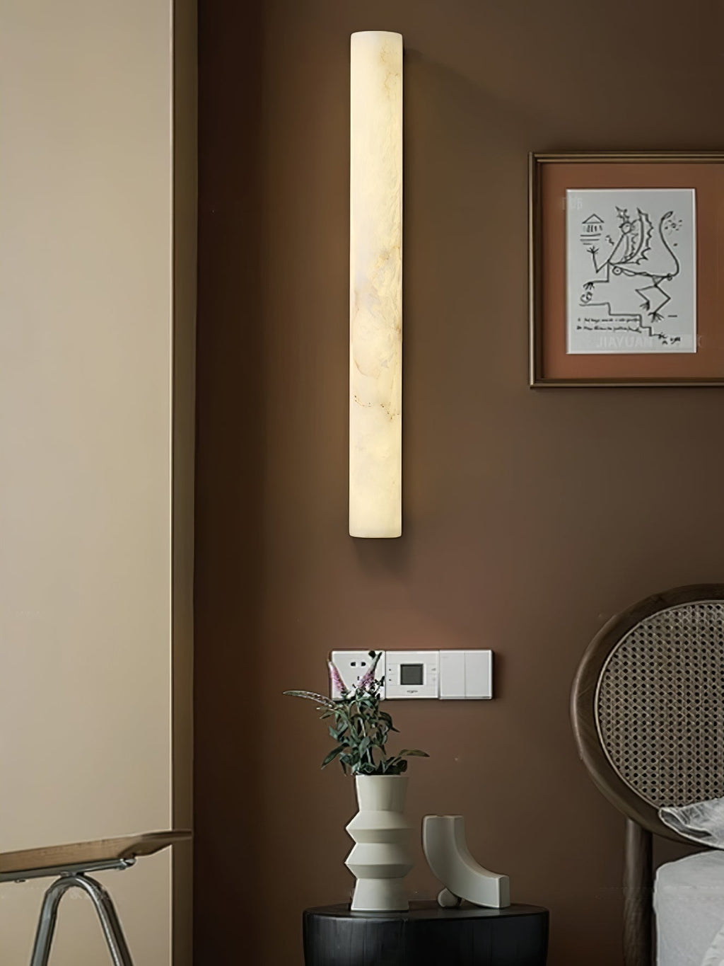 Wall Sconce In Alabaster LED With White Finish For Indoor Lighting
