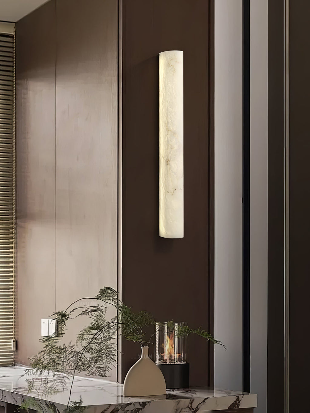 Wall Sconce In Alabaster LED With White Finish For Indoor Lighting