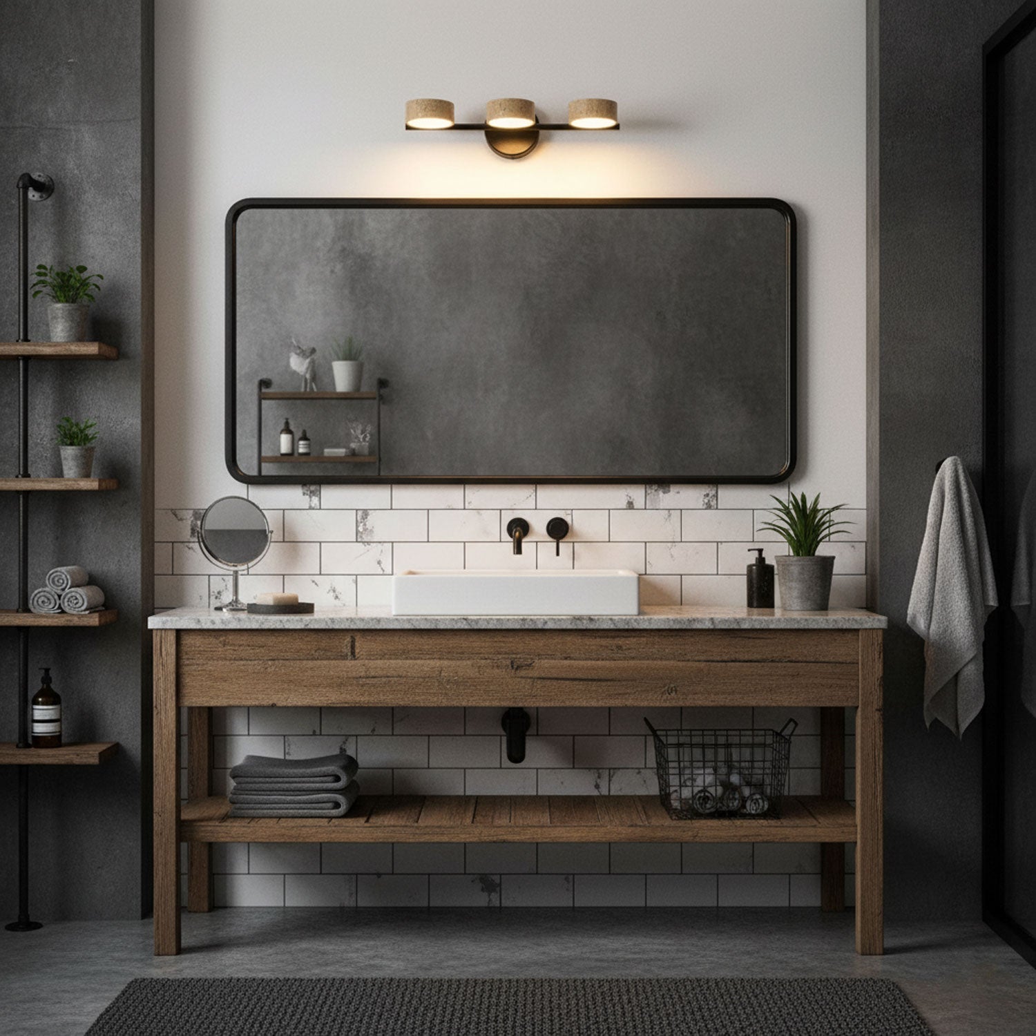 Dimmable Yellow Travertine Vanity Light For Modern Bathrooms