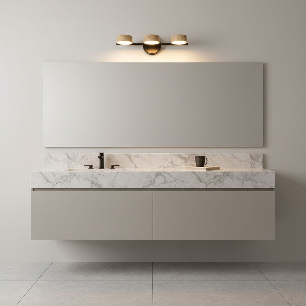 Dimmable Yellow Travertine Vanity Light For Modern Bathrooms