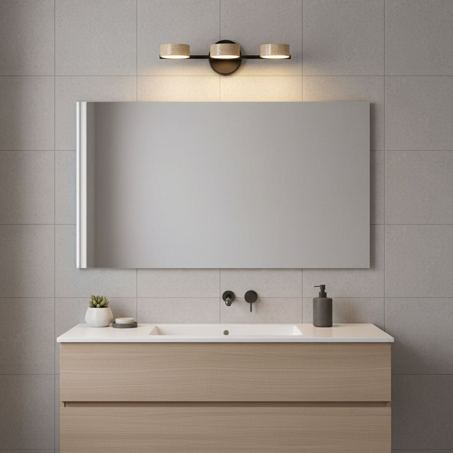 Dimmable Yellow Travertine Vanity Light For Modern Bathrooms