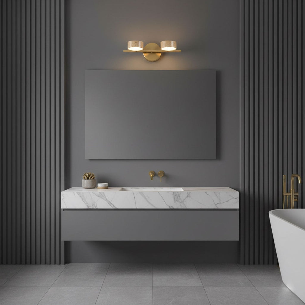 Dimmable Yellow Travertine Vanity Light For Modern Bathrooms