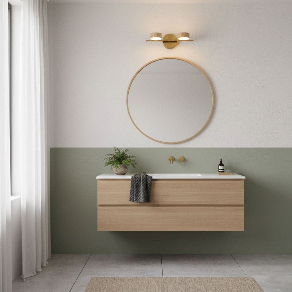 Dimmable Yellow Travertine Vanity Light For Modern Bathrooms