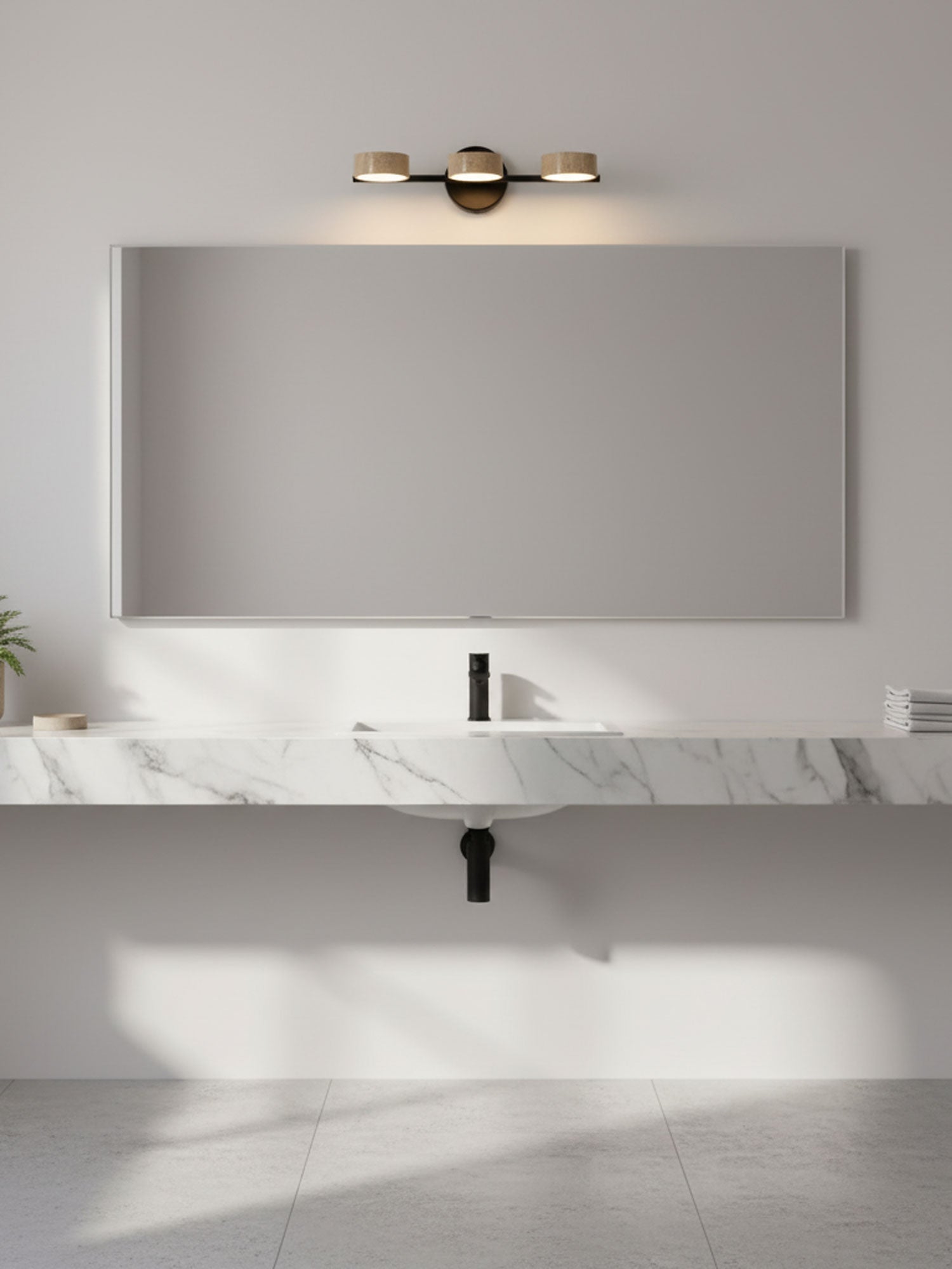 Dimmable Yellow Travertine Vanity Light For Modern Bathrooms