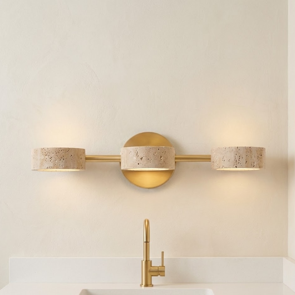 Dimmable Yellow Travertine Vanity Light For Modern Bathrooms