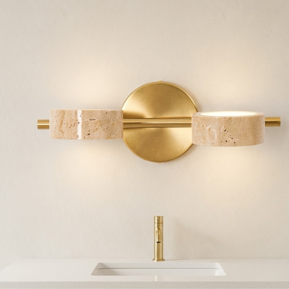 Dimmable Yellow Travertine Vanity Light For Modern Bathrooms