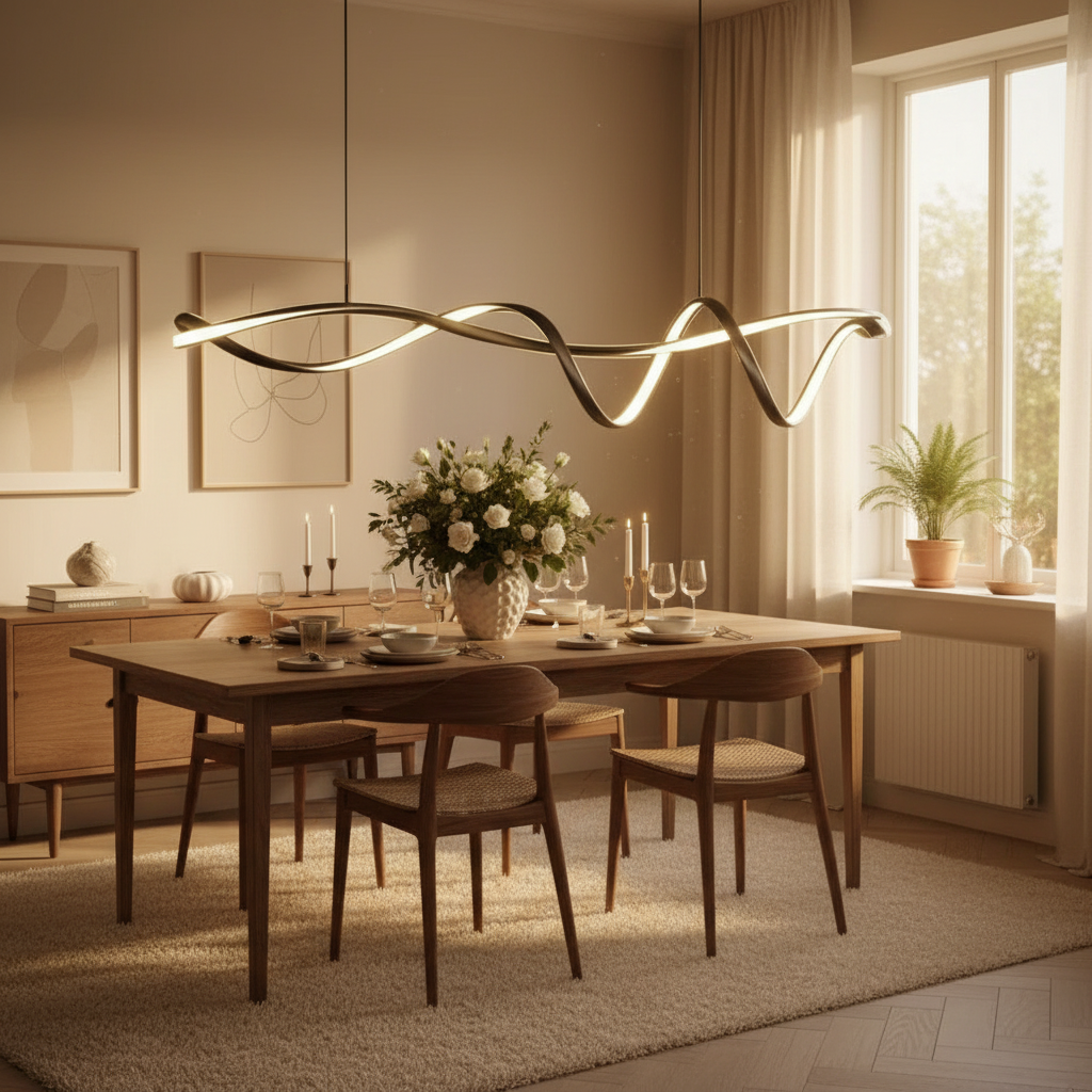 Black Adjustable LED Pendant Light For Kitchen And Dining Rooms