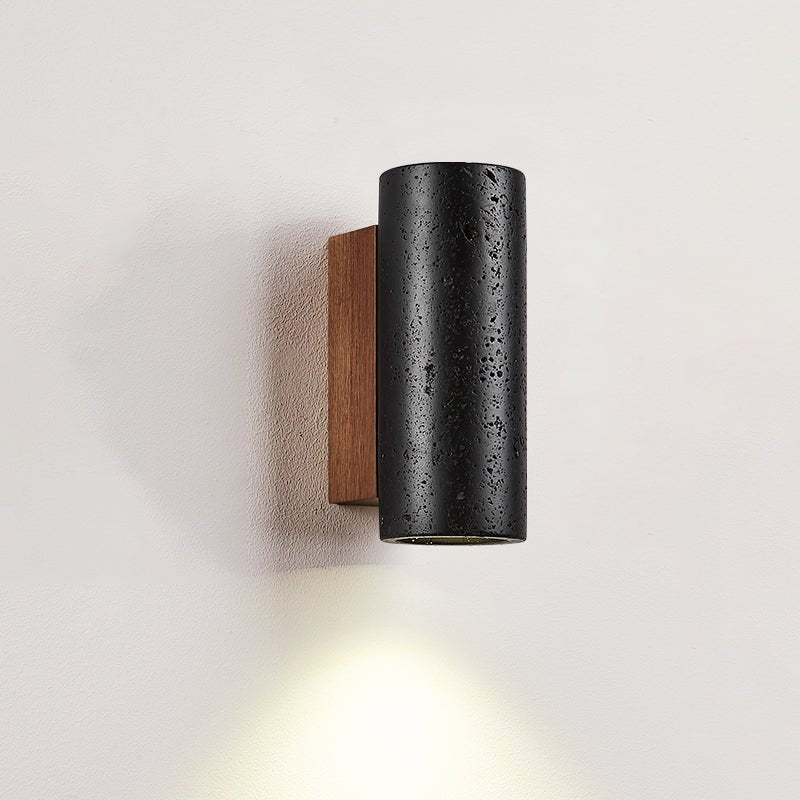 Contemporary Black Stone Wall Light With Ambient LED