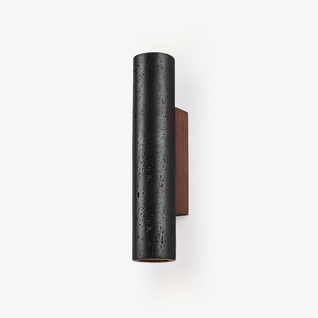 Contemporary Black Stone Wall Light With Ambient LED