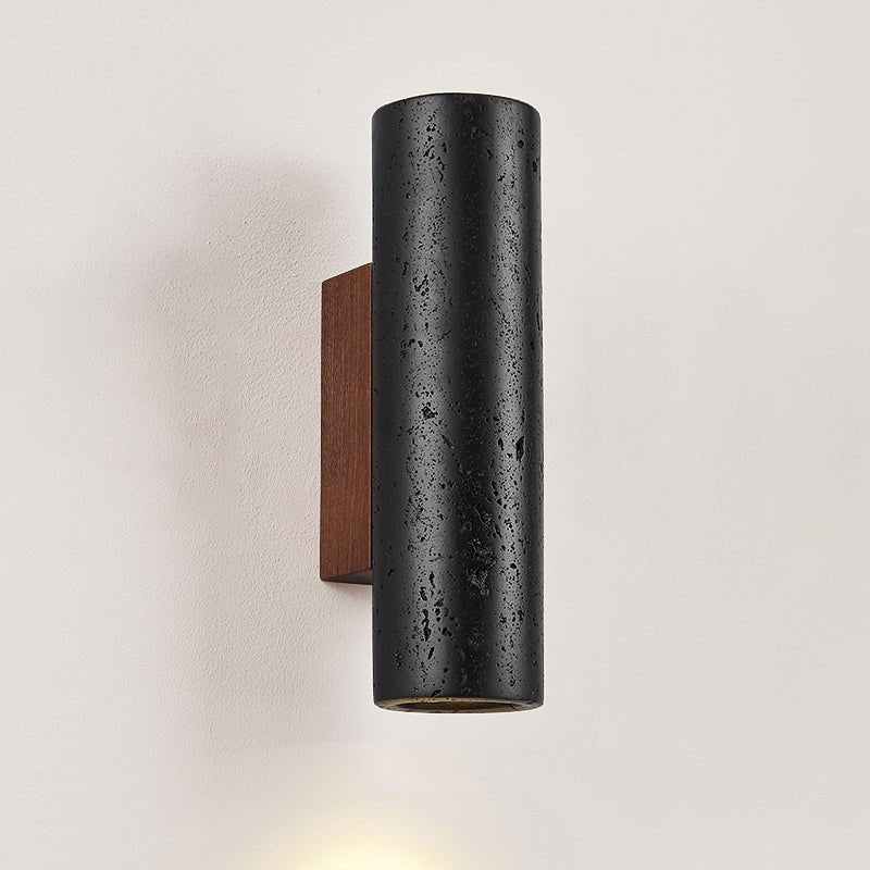 Contemporary Black Stone Wall Light With Ambient LED
