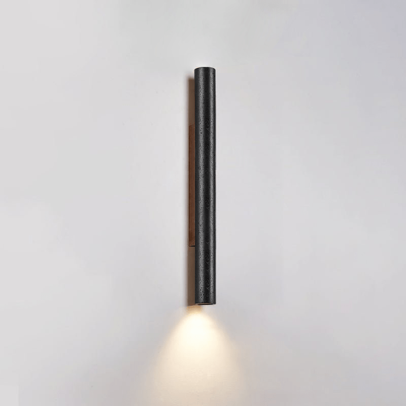 Contemporary Black Stone Wall Light With Ambient LED
