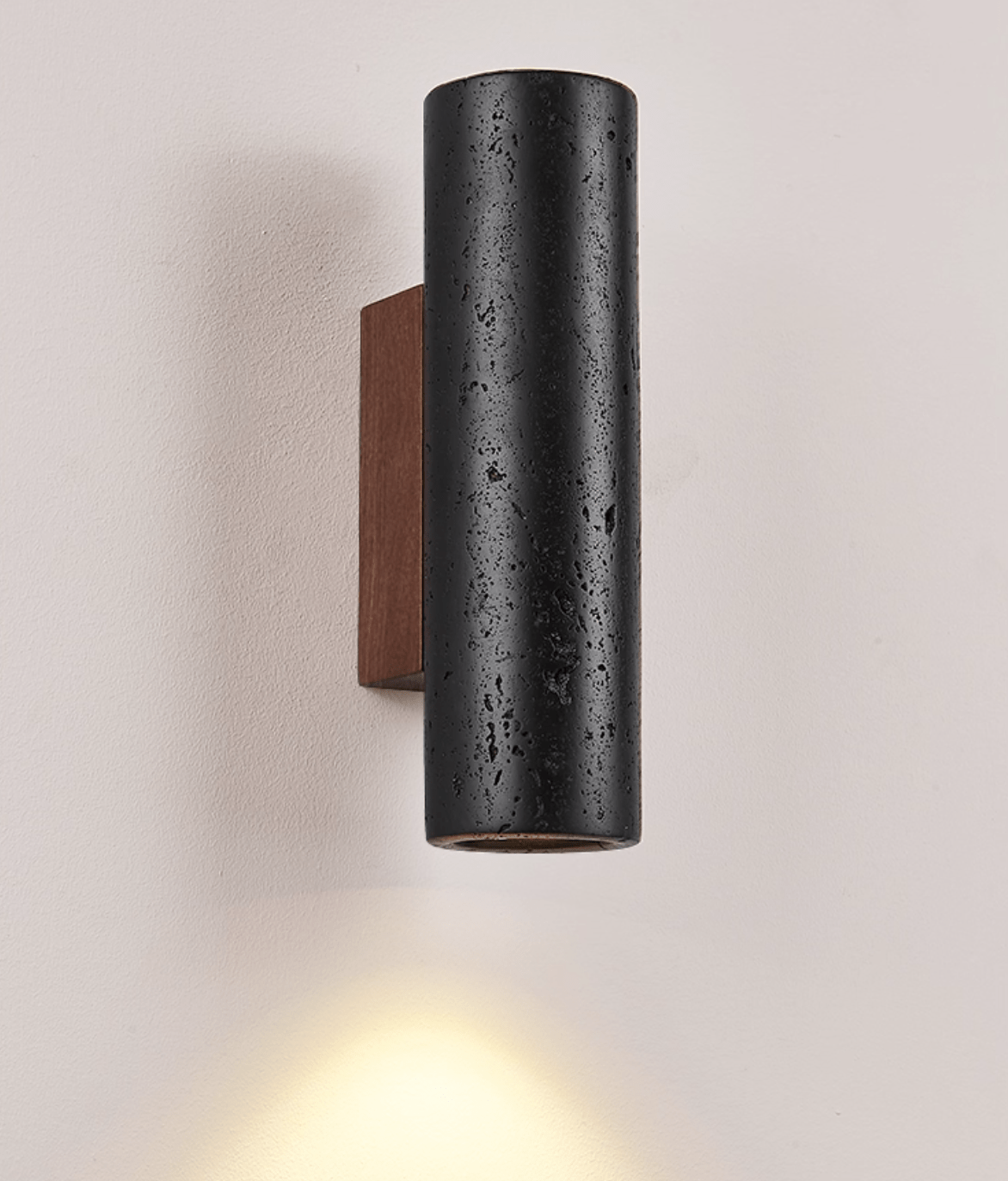 Contemporary Black Stone Wall Light With Ambient LED