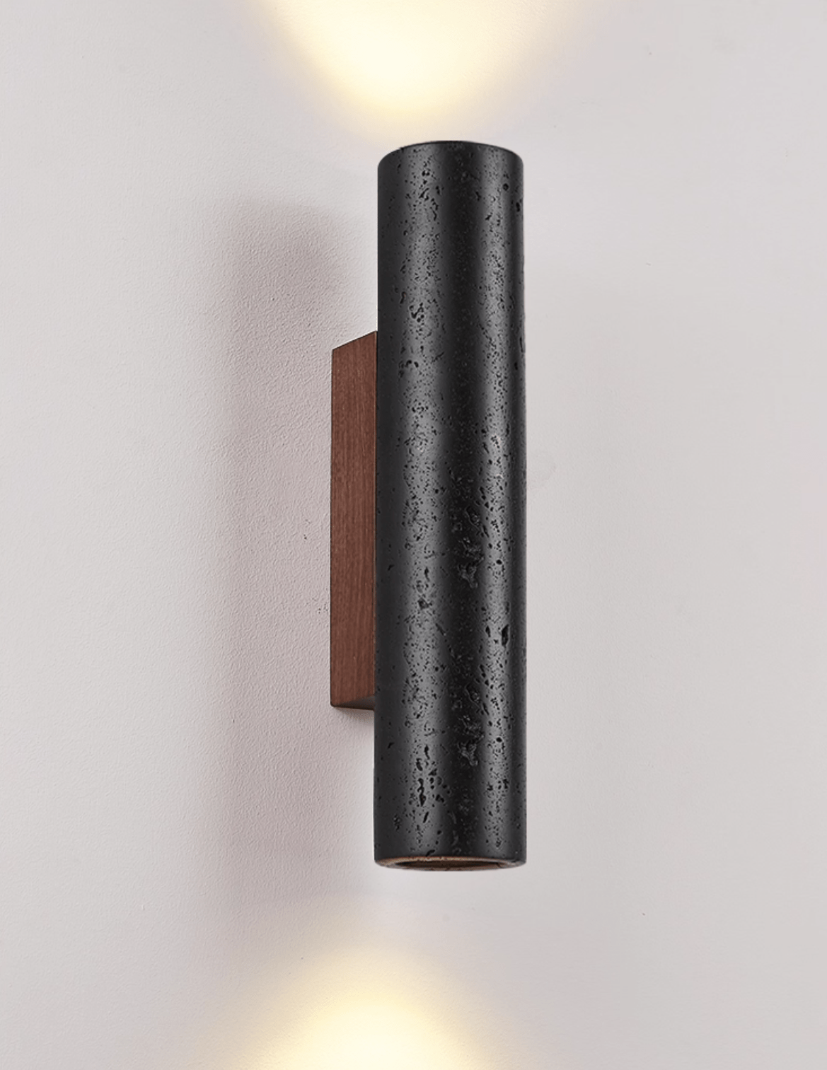 Contemporary Black Stone Wall Light With Ambient LED