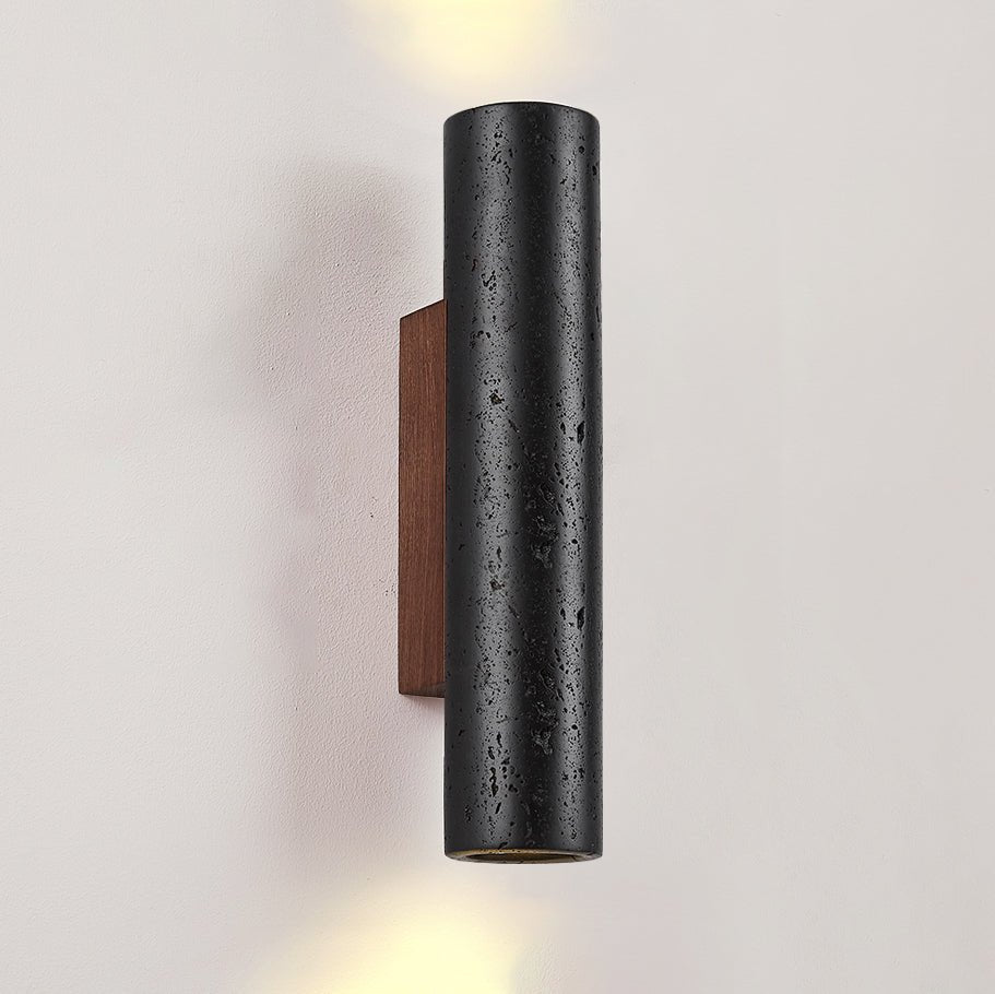 Contemporary Black Stone Wall Light With Ambient LED