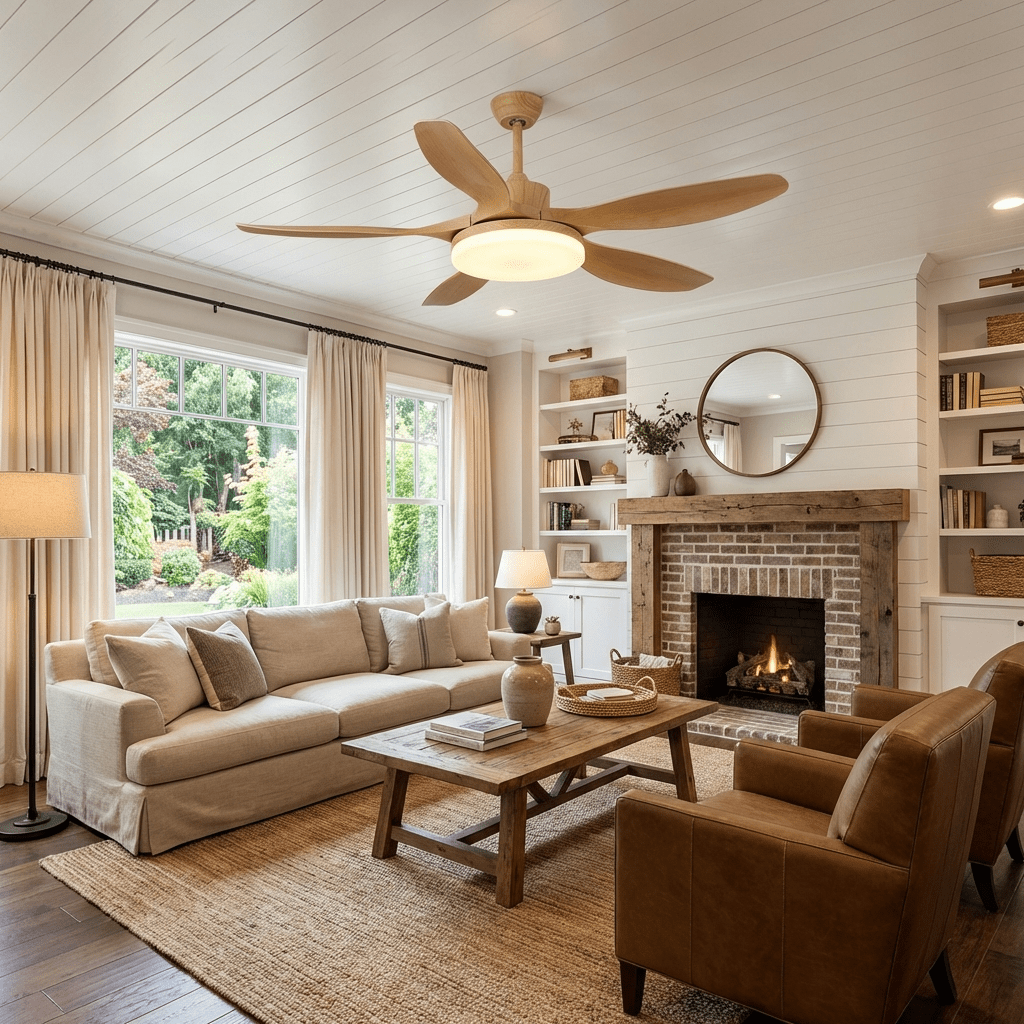 Six-Speed Ceiling Fan With Metal Housing And Integrated Light