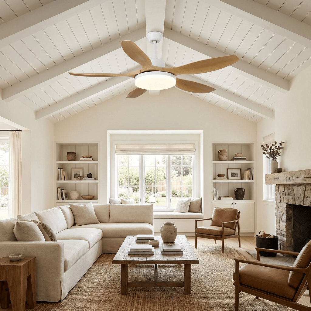 Six-Speed Ceiling Fan With Metal Housing And Integrated Light