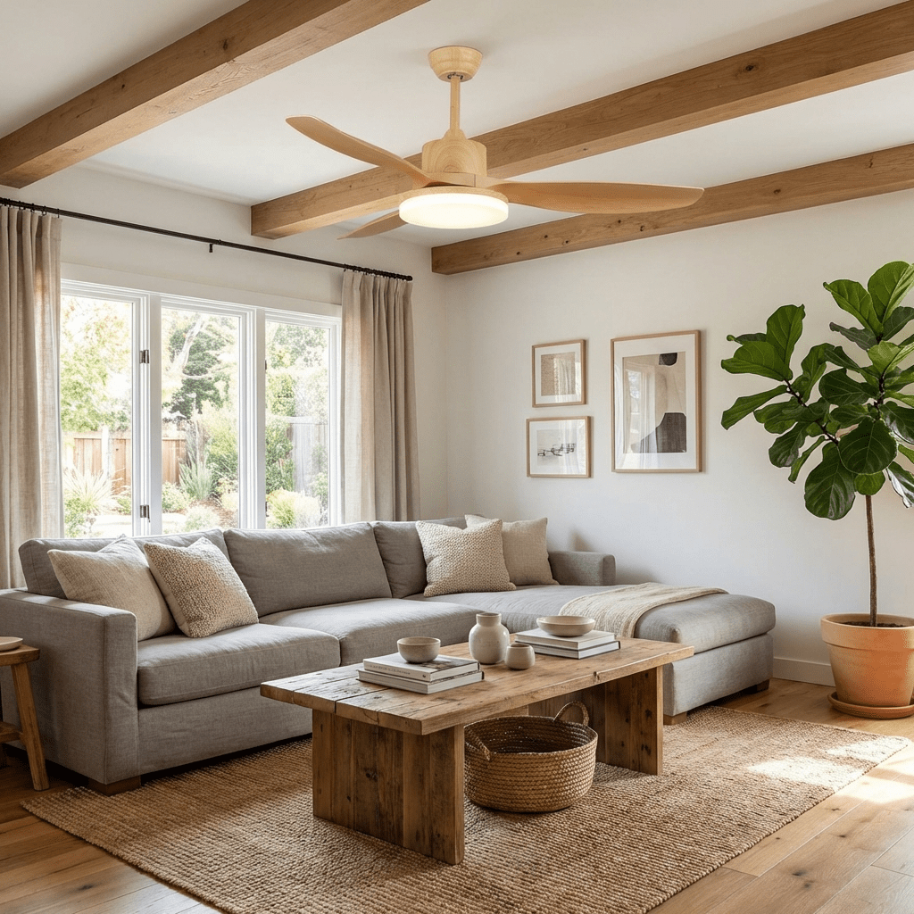 Six-Speed Ceiling Fan With Metal Housing And Integrated Light
