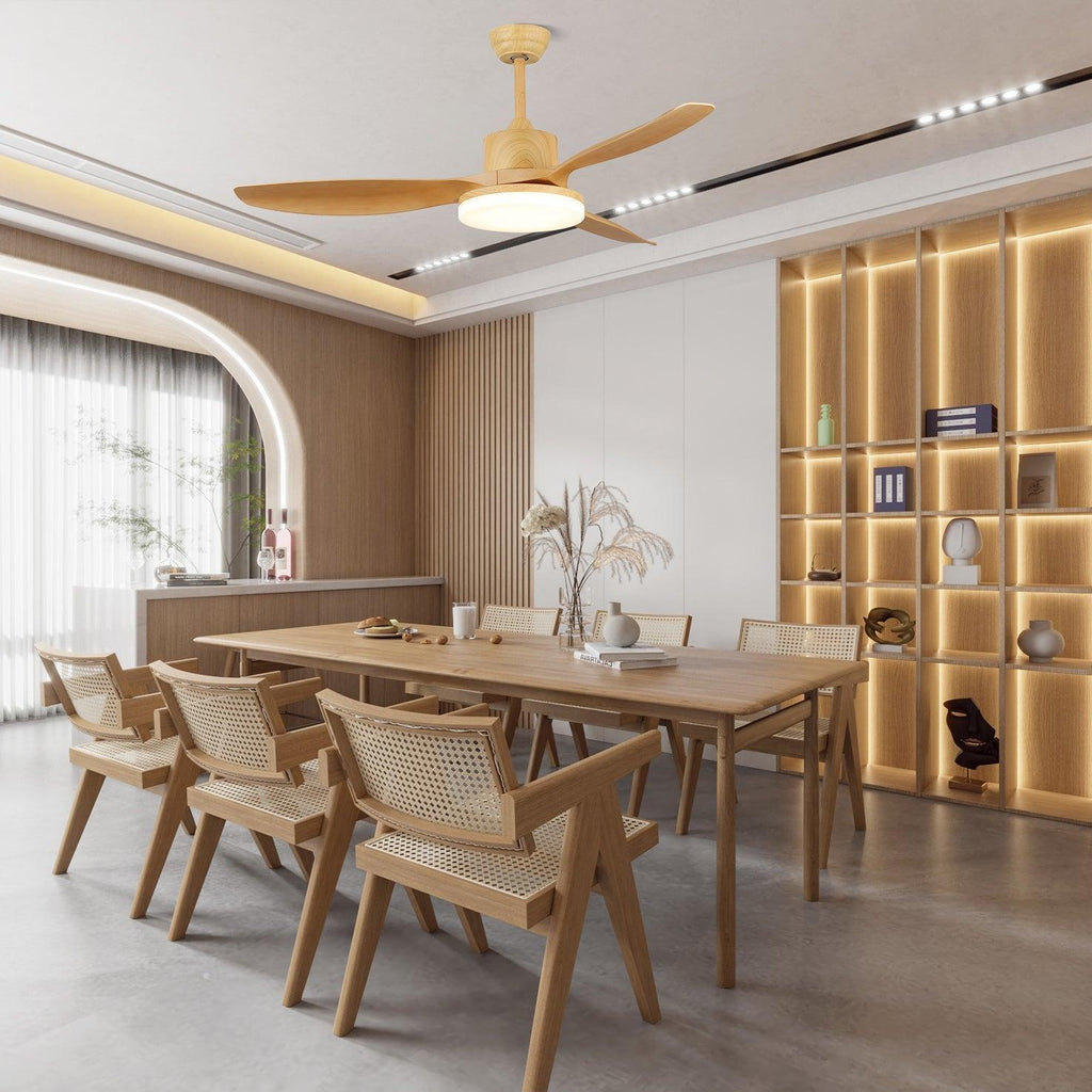 Six-Speed Ceiling Fan With Metal Housing And Integrated Light