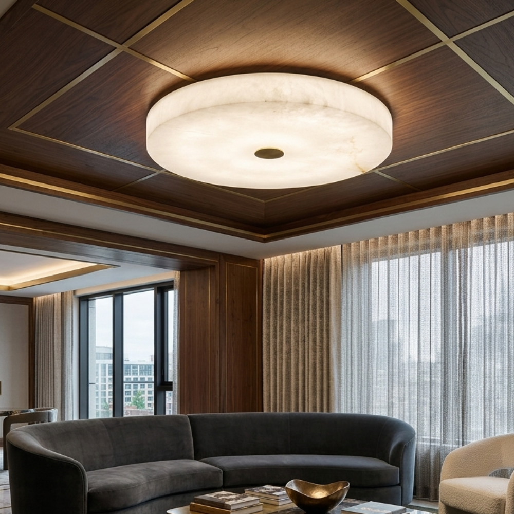 Plafonnier en albâtre dimmable avec LED intégrée