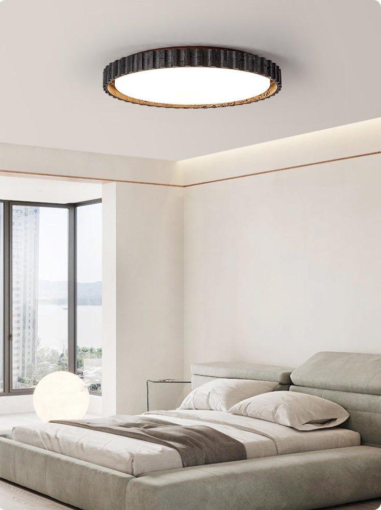 Černé stropní svítidlo z travertinu s stmívatelným LED moderního designu