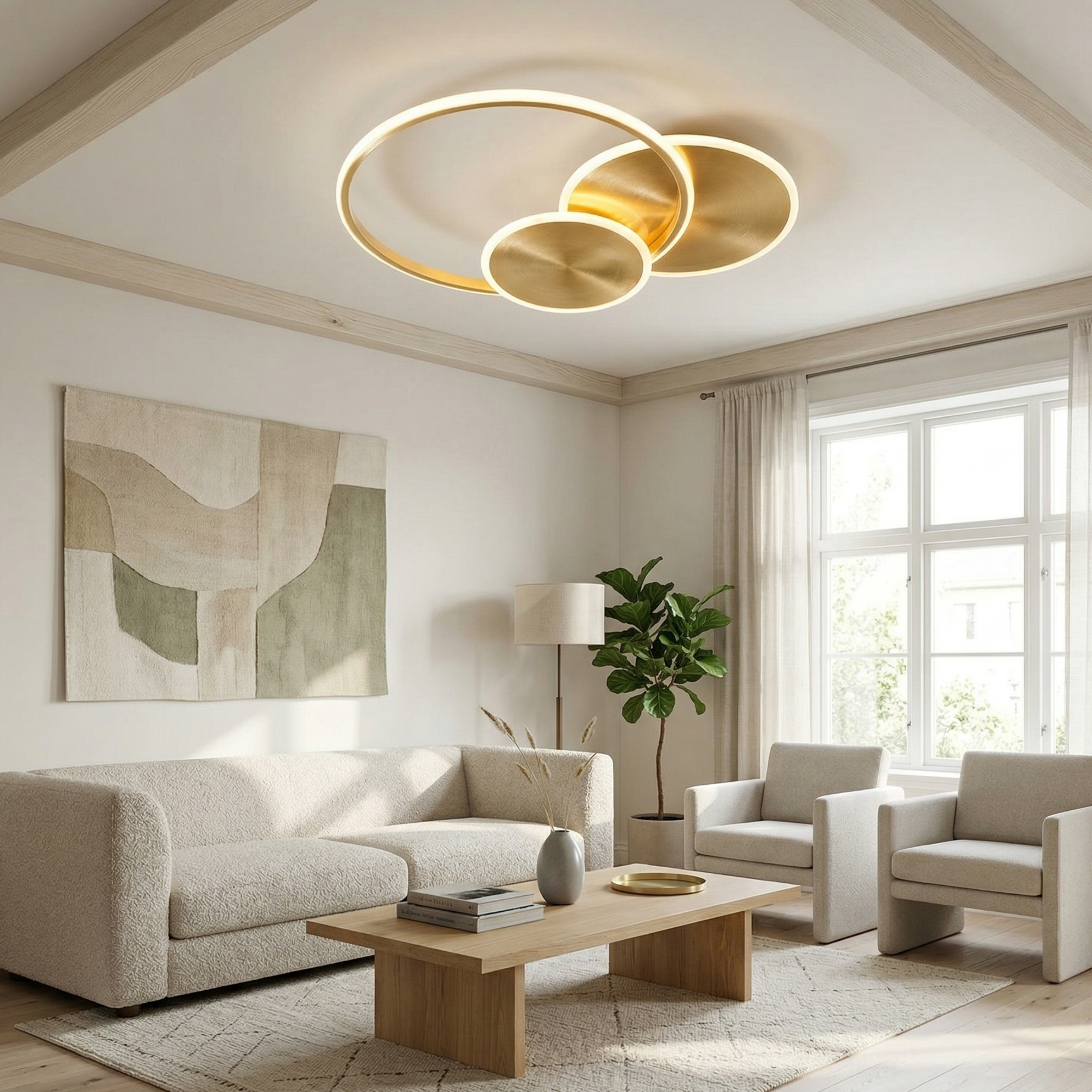 Brass Ceiling Light With Integrated LED And Adjustable