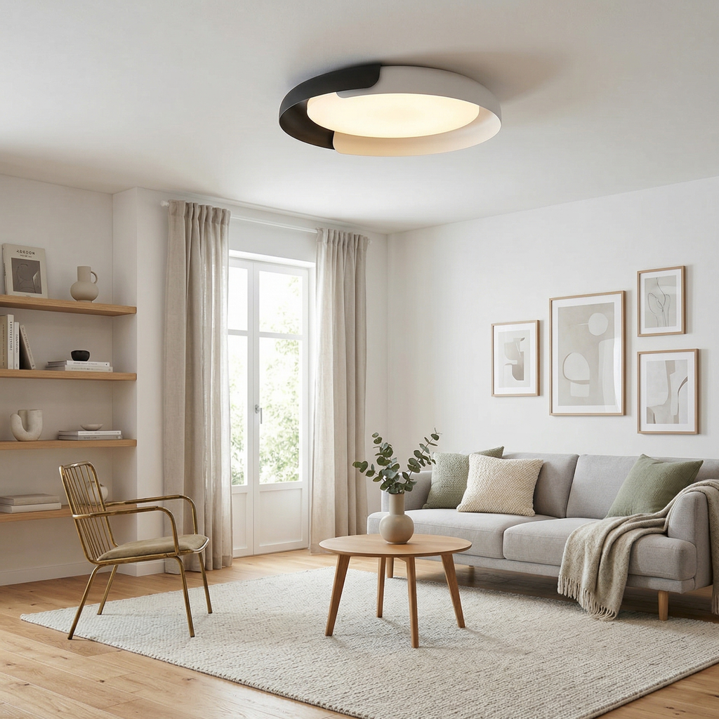 Contemporary Ceiling Light With Metal And Acrylic Dimmable
