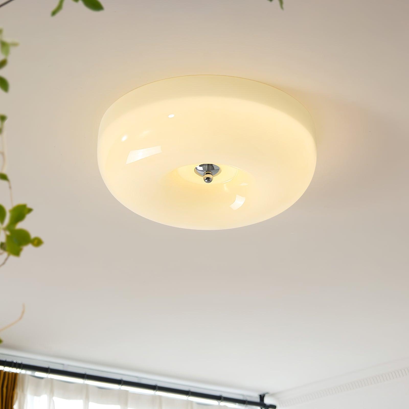 Modern Swirl Glass Ceiling Light With Dimmable Iron Frame
