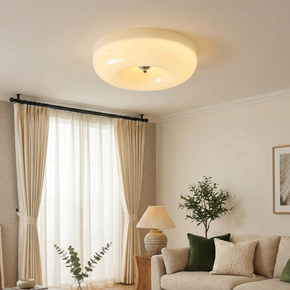 Modern Swirl Glass Ceiling Light With Dimmable Iron Frame