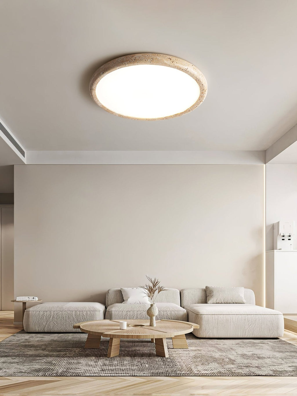 Plafonnier en travertin jaune avec LED intégrée