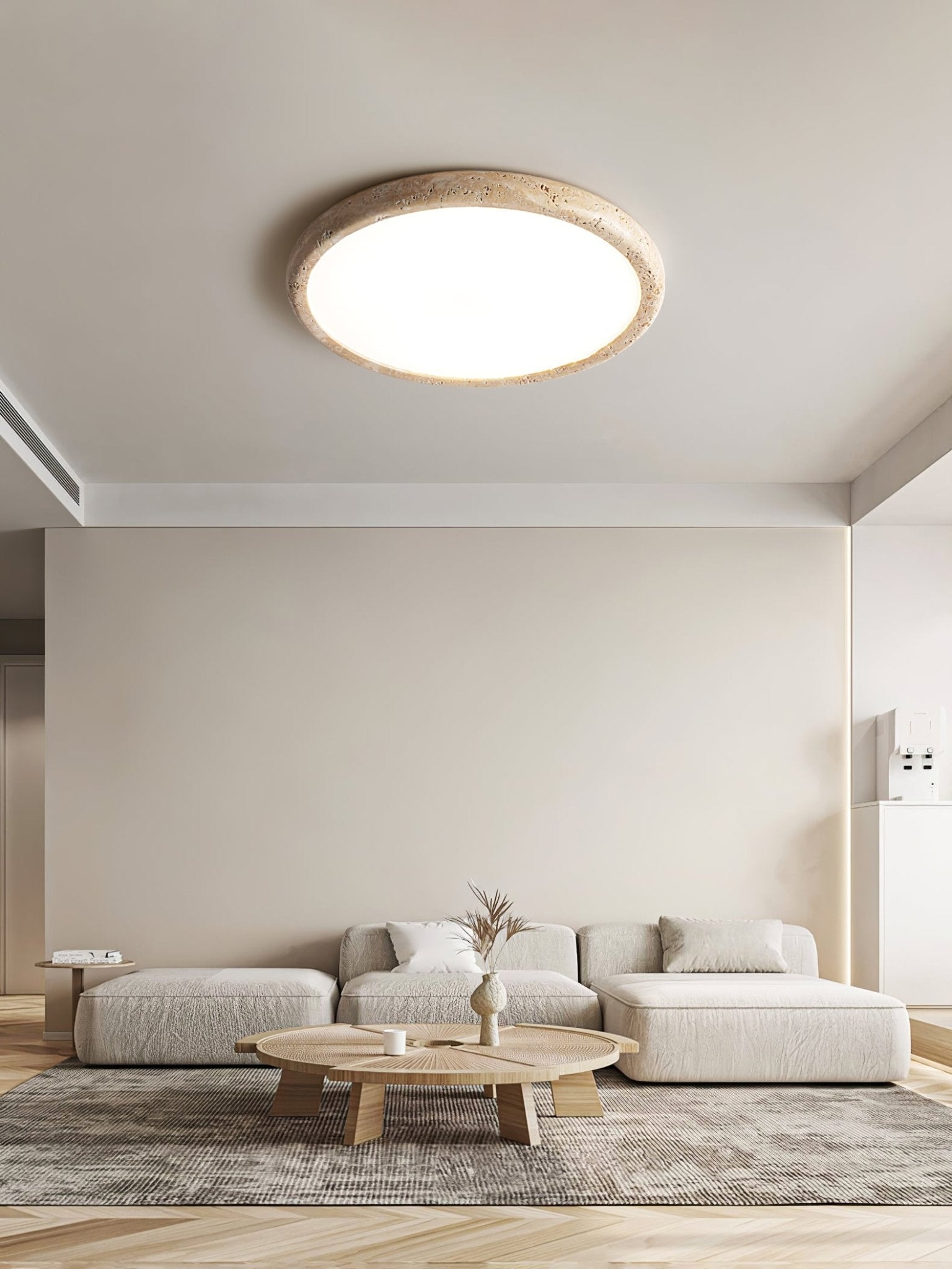 Plafonnier en travertin jaune avec LED intégrée