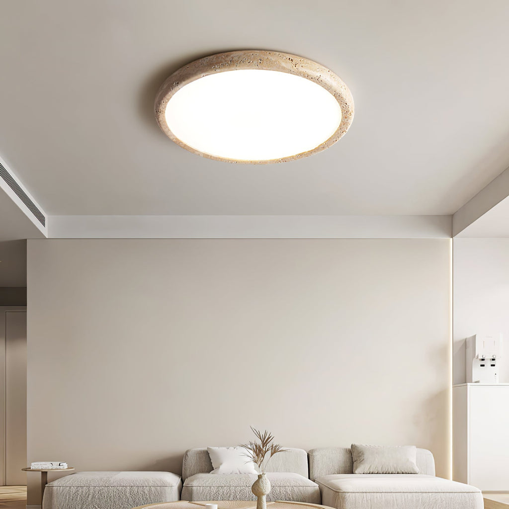 Plafonnier en travertin jaune avec LED intégrée