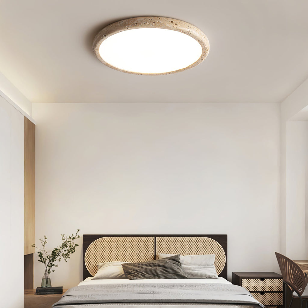 Plafonnier en travertin jaune avec LED intégrée