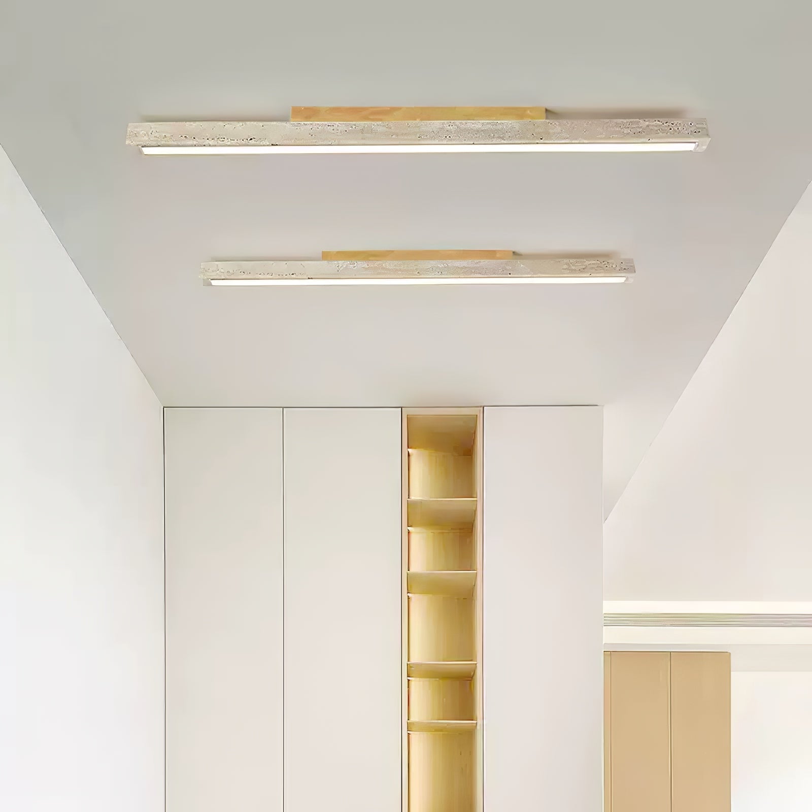 Žluté travertinové LED stropní světlo s lineárním moderním designem