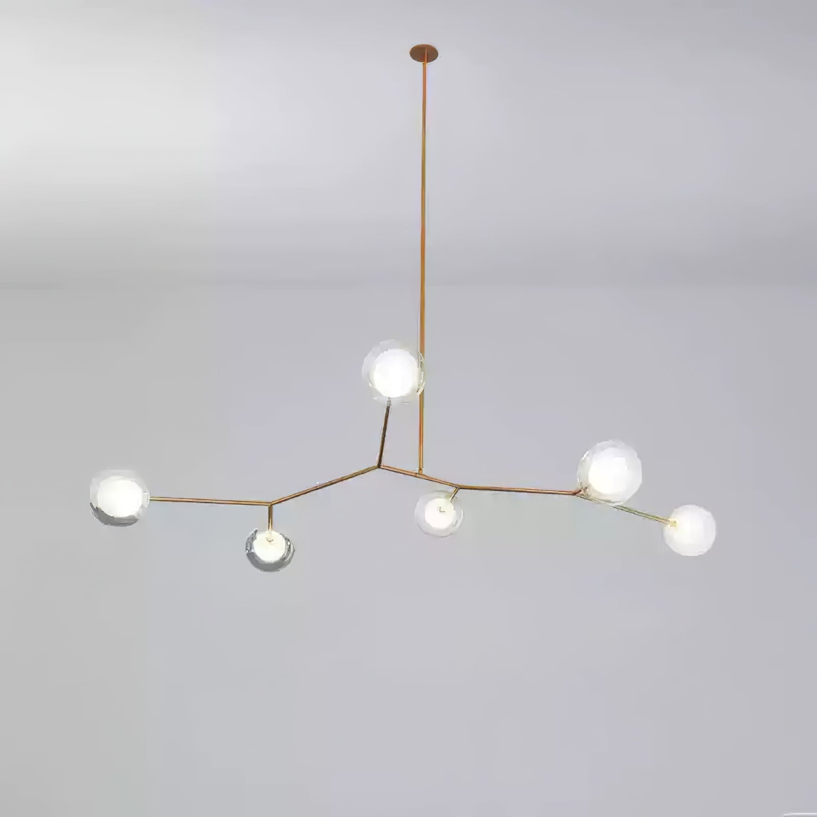 Elegant Gold Glass Ball Chandelier Height-Adjustable