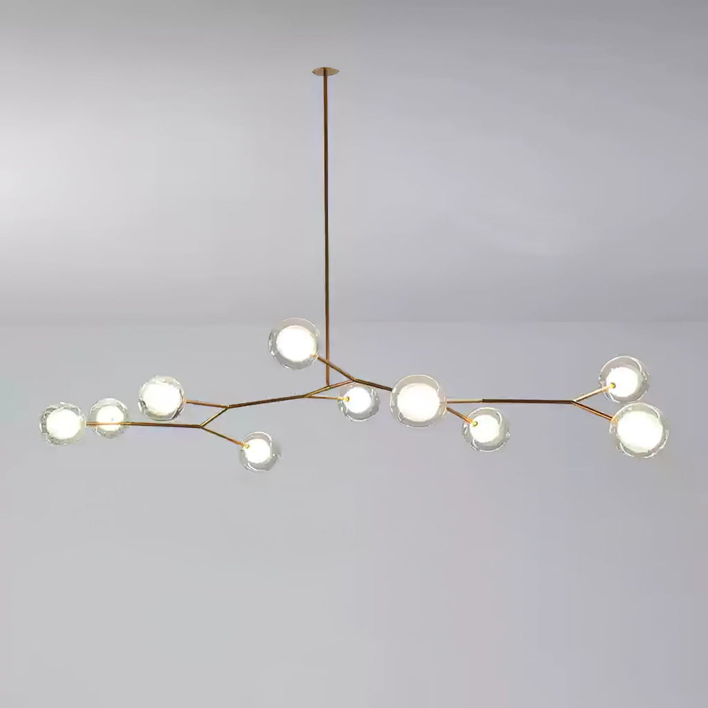 Elegant Gold Glass Ball Chandelier Height-Adjustable