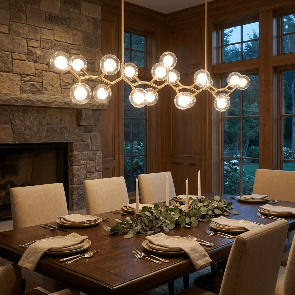 Elegant Gold Glass Ball Chandelier Height-Adjustable