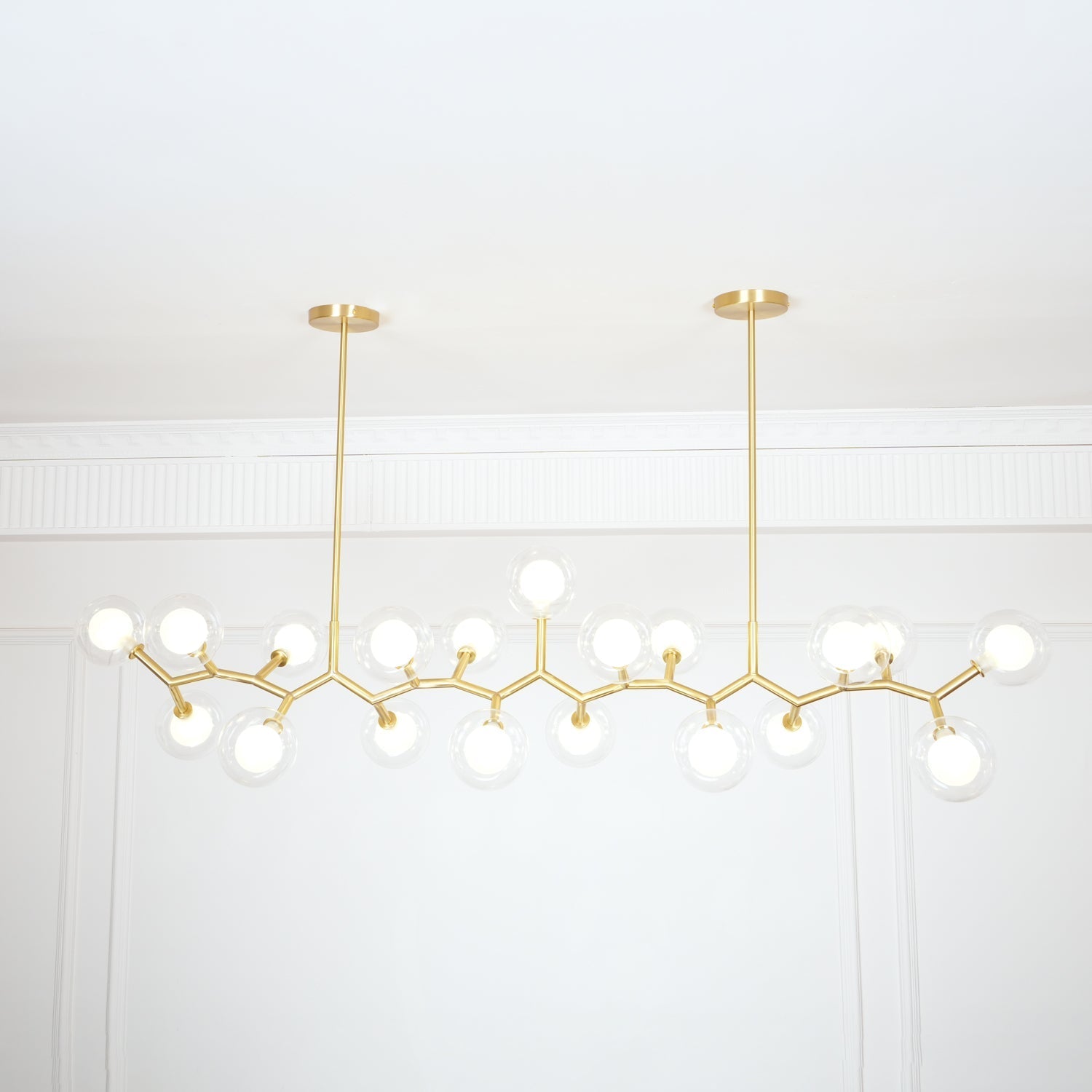 Elegant Gold Glass Ball Chandelier Height-Adjustable