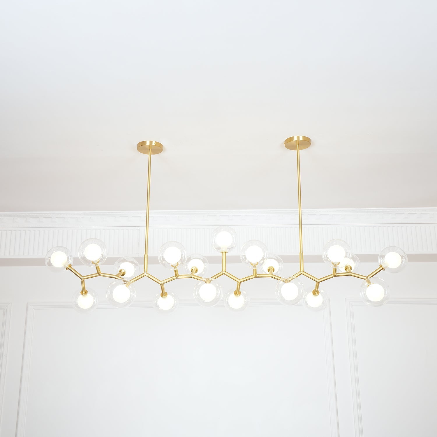 Elegant Gold Glass Ball Chandelier Height-Adjustable