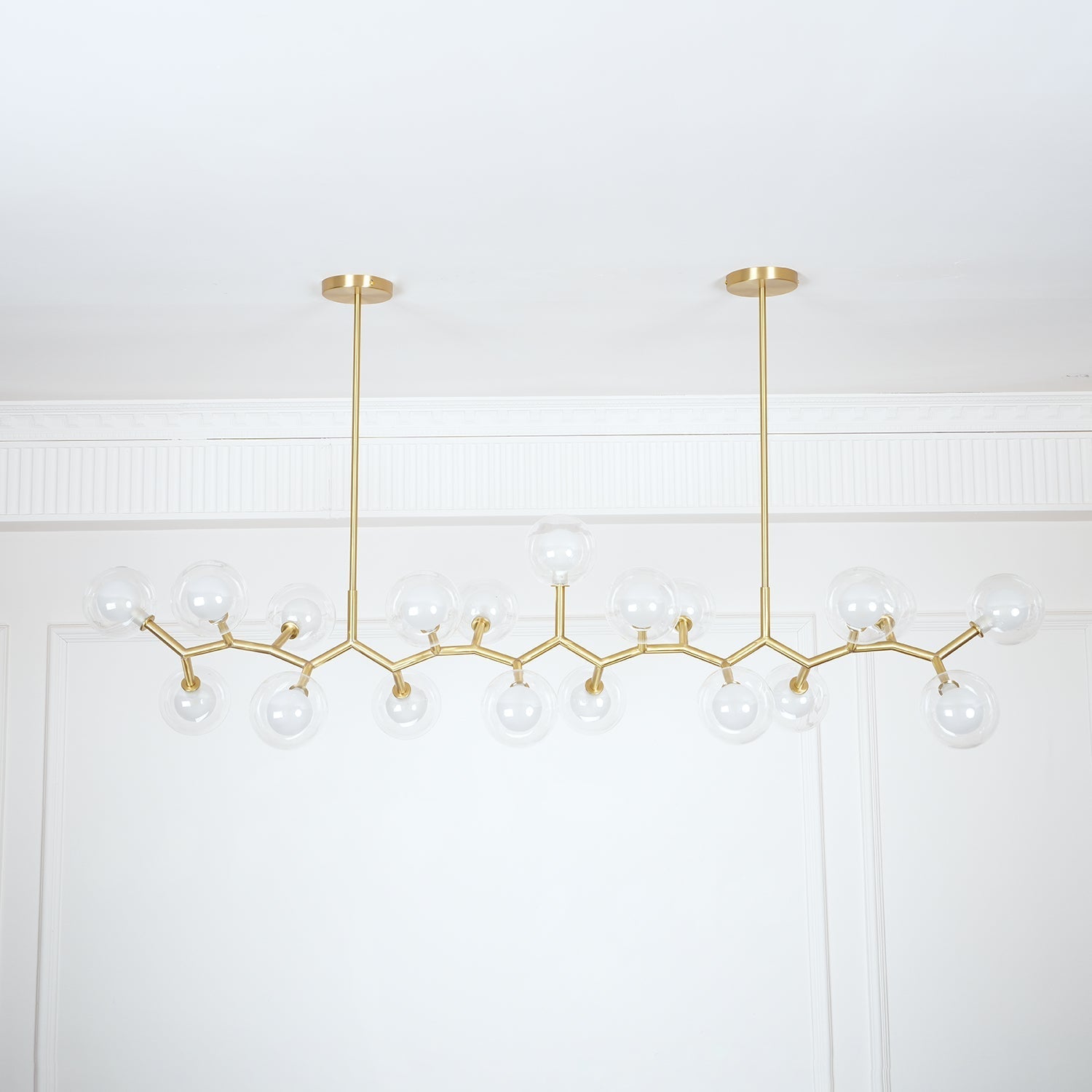 Elegant Gold Glass Ball Chandelier Height-Adjustable