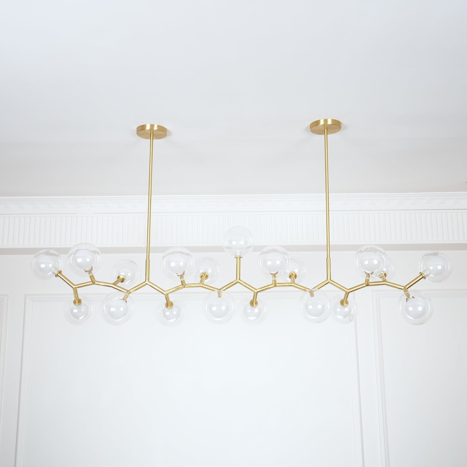 Elegant Gold Glass Ball Chandelier Height-Adjustable