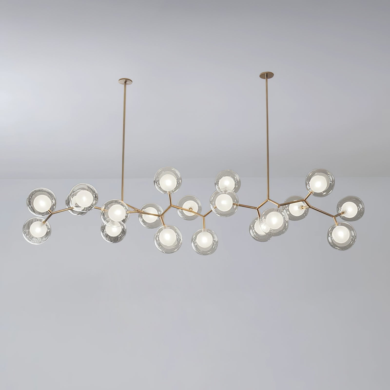 Elegant Gold Glass Ball Chandelier Height-Adjustable