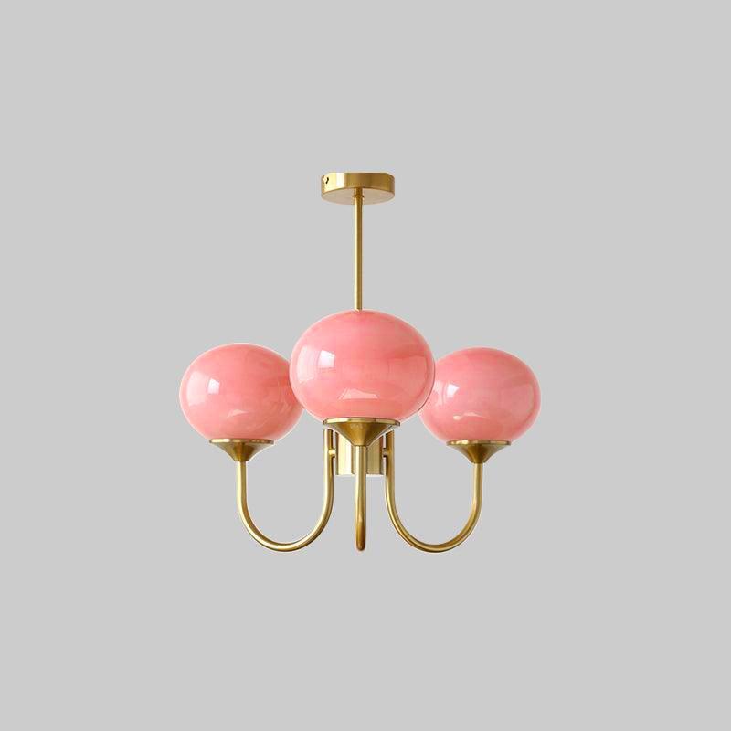 Gold Finish Chandelier With Glass Shades Adjustable Height Lighting Fixture | Meowbutter
